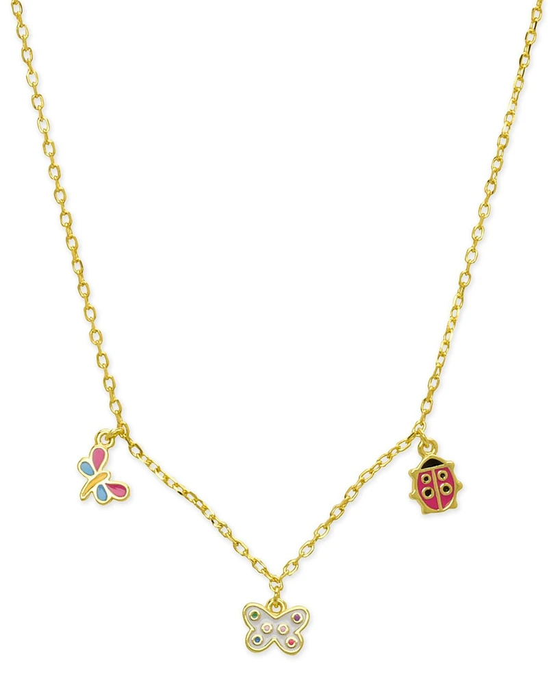 Lily Nily Girls Enamel Multi Charms Necklace in 18K Gold over Sterling Silver