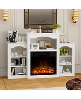 23" electric fireplace, recessed fireplace, 1500 watts, white Tv cabinet with seven storage compartments