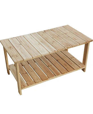 Outdoor Solid Wood Coffee Table – Modern Design for Patio & Garden