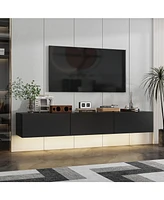 Wooden Tv stand with 3 drawers, wall-mountable media console, entertainment center with light strip