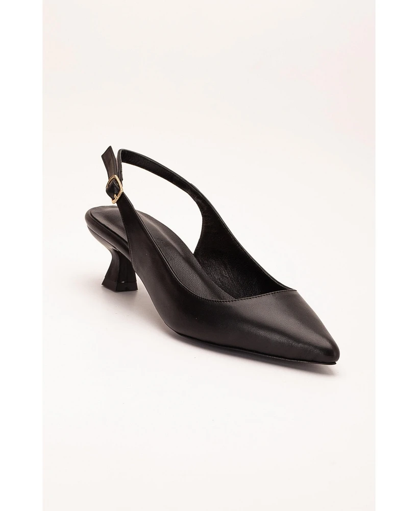Lety Slingback Kitten Heel Leather Pumps
