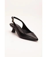 Lety Slingback Kitten Heel Leather Pumps