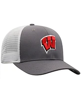 Top of the World Men's Gray/White Wisconsin Badgers Victory Baseline Trucker Adjustable Hat