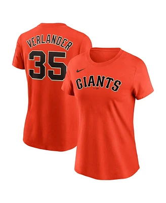 Nike Women's Justin Verlander Orange San Francisco Giants Fuse Name Number T-Shirt