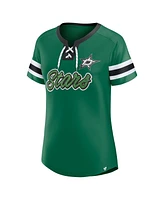 Fanatics Women's Kelly Green Dallas Stars Iconic Athena Lace-Up T-Shirt