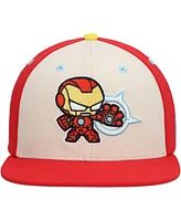 Lids Big Boys and Girls Cream Iron Man Chibi Glow-in-the-Dark Snapback Hat
