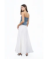 Nocturne Women's Stoned Strapless Denim Crop Top