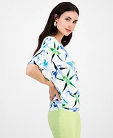 I.n.c. International Concepts Petite Printed Scoop-Neck Top, Exclusively at Macy's