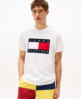 Tommy Hilfiger Men's Short Sleeve Crewneck Sailing Flag Logo T-Shirt