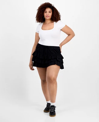 Madden Girl Trendy Plus Cotton Ruffled Mini Skort