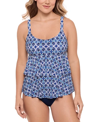 Swim Solutions Women's High-Low Double-Tier One-Piece Swimsuit, Exclusively at Macy's