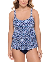 Swim Solutions Women's High-Low Double-Tier One-Piece Swimsuit, Exclusively at Macy's