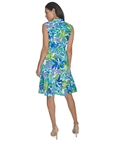Jessica Howard Petite Printed Tie-Waist Tiered Dress
