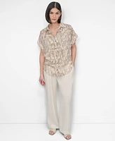 Dkny Women's City Burnout Printed Button-Front Shirt