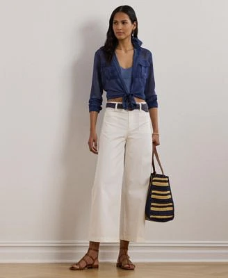 Lauren Ralph Lauren Womens Stretch Chino Wide Leg Cropped Pants 0p 22w