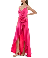 Taylor Women's Cascading-Ruffle High-Low Surplice-Neck Dress