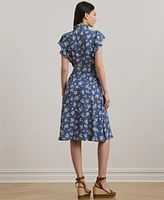 Lauren Ralph Women's Floral Belted Georgette Shirtdress