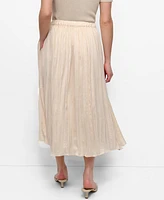 Dkny Women's Crushed Crease Pull-On Midi Skirt
