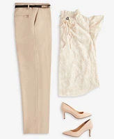 Anne Klein Womens Flutter Sleeve Straight Leg Pants