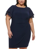 Jessica Howard Plus Flutter-Sleeve Shirred Dress