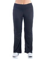 24seven Comfort Apparel Plus Black Bell Bottom Fold Over Waist Sweatpants