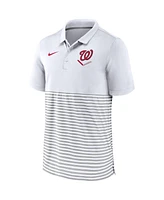 Nike Men's White/Gray Washington Nationals Home Plate Striped Polo Shirt