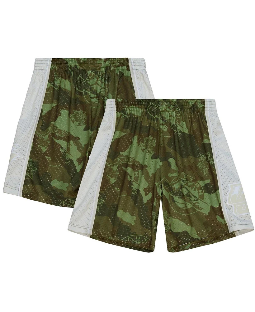 Mitchell & Ness Men's Camo Utah Jazz 1998-99 Hardwood Classics Ghost Green Swingman Shorts