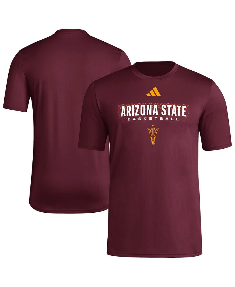 Adidas Men's Maroon Arizona State Sun Devils Locker On-Court The Fade Pregame Aeroready T-Shirt
