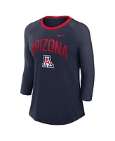 Nike Women's Navy Arizona Wildcats 3/4-Sleeve Raglan Tri-Blend Top