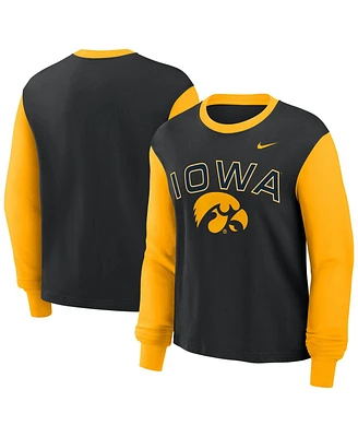 Nike Women's Black/Gold Iowa Hawkeyes Boxy Long Sleeve T-Shirt