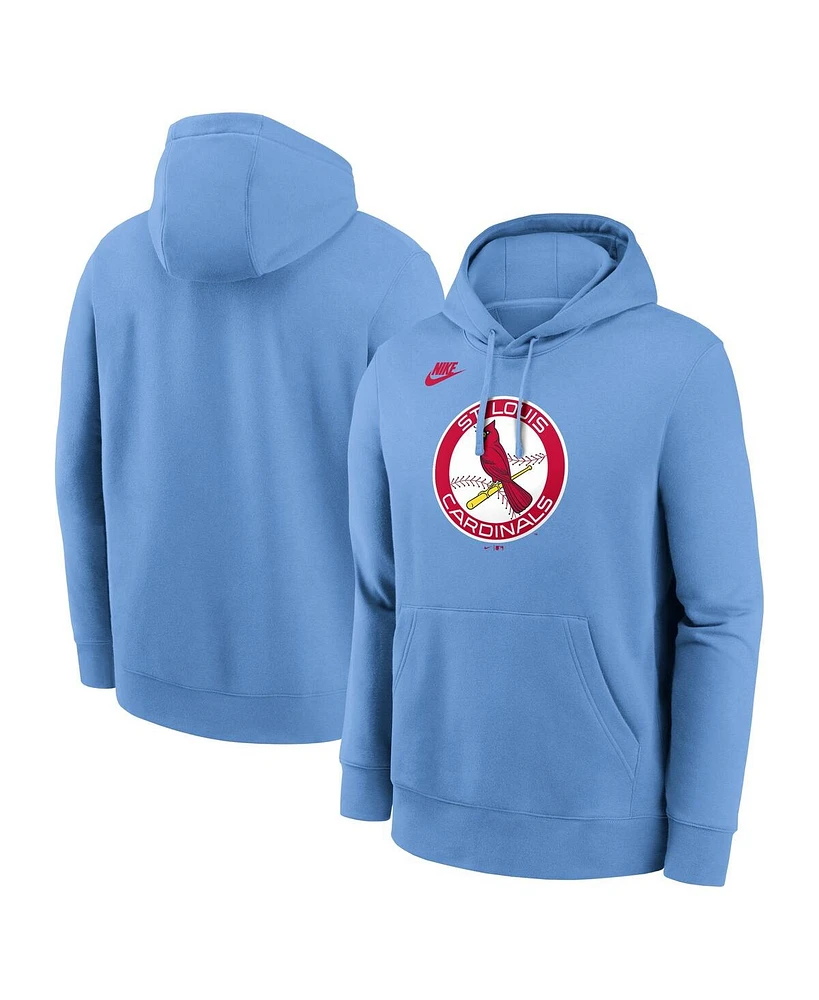 Nike Men's Light Blue St. Louis Cardinals Cooperstown Collection Logo Club Pullover Hoodie