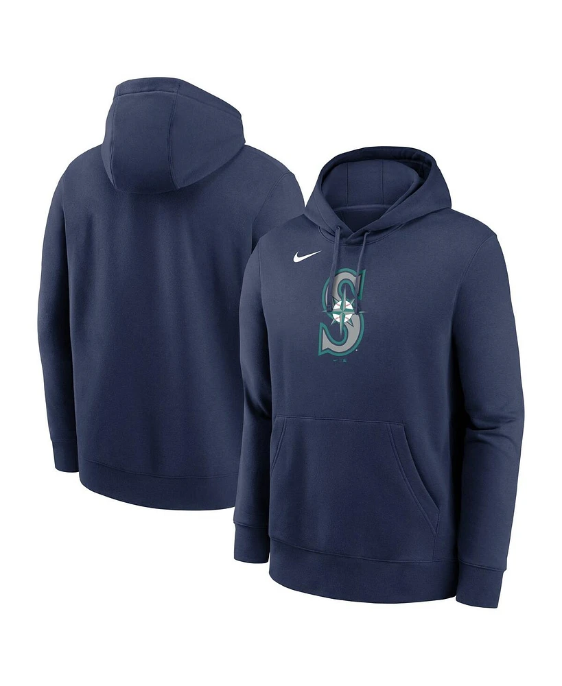 Nike Men's Navy Seattle Mariners Logo Club Fleece Pullover Hoodie
