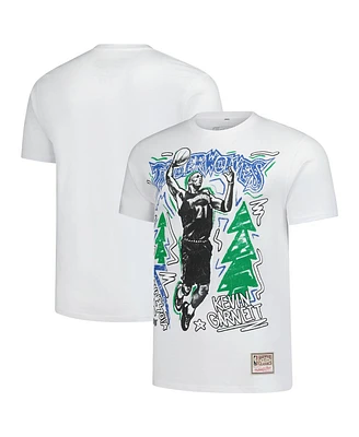 Mitchell & Ness Men's Kevin Garnett White Minnesota Timberwolves Hardwood Classics Chalked Up T-Shirt