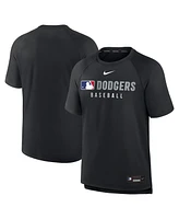 Nike Men's Black Los Angeles Dodgers Authentic Collection Pregame Raglan Performance T-Shirt