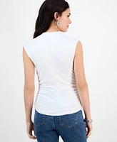 I.n.c. International Concepts Petite High-Neck Side-Ruched Top, Exclusively at Macy's