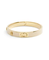 Coach Signature Faux Stone Tea Rose Enamel Bangle Boxed Bracelet