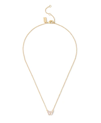 Coach Signature Faux Stone Butterfly Pendant Necklace
