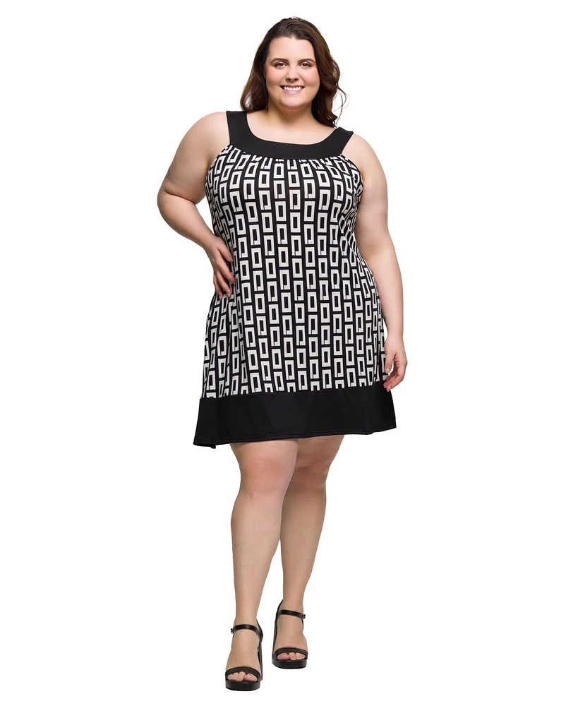 24seven Comfort Apparel Plus Scoop Neck Sleeveless Knee Length Dress