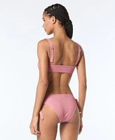 Michael Michael Kors Grommet Trim Bikini Top High Leg Side Tie Bottoms