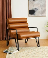 Glitzhome 2-Pc. Leatherette Modern Wavy Accent Armchair