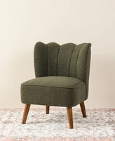 Glitzhome 32.75" Modern Hunter Upholstered Vertical Ripple Channel Tufted Accent Chair