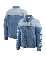 Wear by Erin Andrews Women's New York Yankees Full-Button Denim Jacket