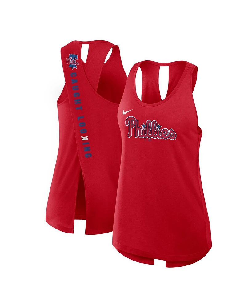 Nike Women's Red Philadelphia Phillies Crisscross Performance Tank Top