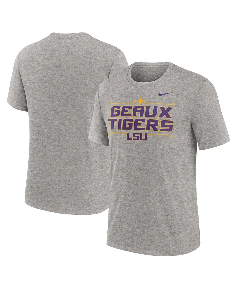 Nike Men's Heather Gray Lsu Tigers Campus Local Tri-Blend T-Shirt