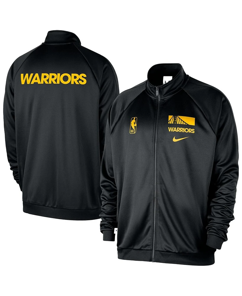 Nike Men's Black Golden State Warriors Courtside Pique Club Full-Zip Track Jacket