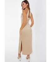 Quiz Women's Satin Halter Neckline Midi Dress