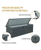 Mondawe 100 Gallon Resin Outdoor Deck Box Waterproof, Plastic Patio Storage with Side Handles