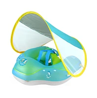 Baby Pool Float with Canopy Baby Float Infant Swimming Float Sun Protection Skin-Friendly Blue