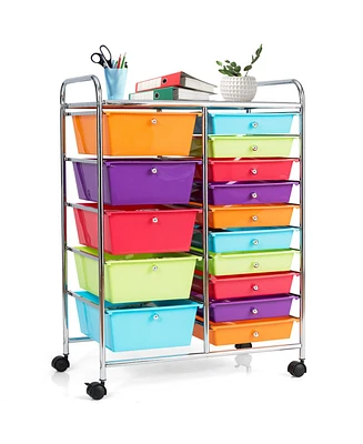 15-Drawer Utility Rolling Organizer Cart with Multi-Use Storage
