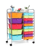 15-Drawer Utility Rolling Organizer Cart with Multi-Use Storage